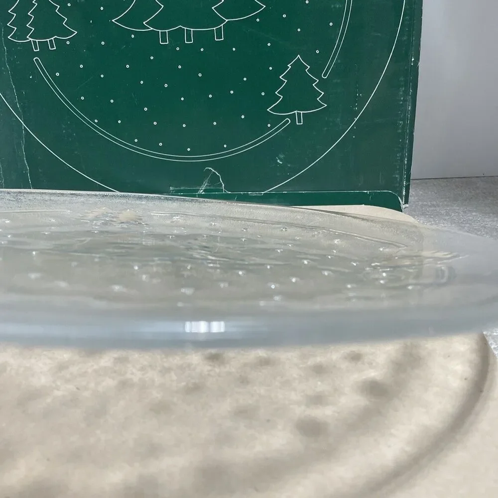 Vintage Christmas Serving Platter Plate Italian Crystal Christmas Tree with Box